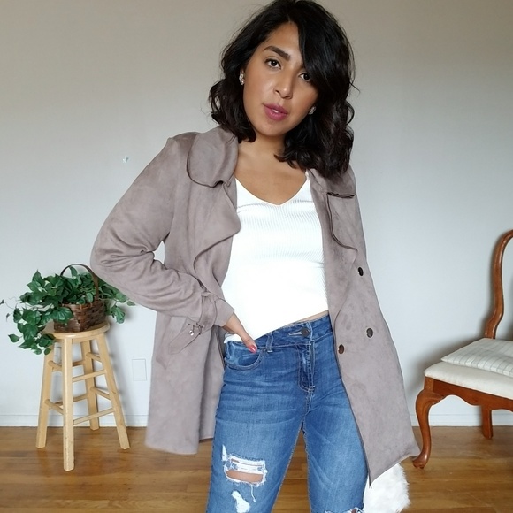 OVERSIZED BOYFRIEND TAUPE JACKET - Picture 12 of 15